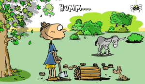 O Menino, o Burro, e o Cachorro