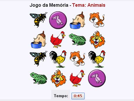 Jogo da Memória: Animais