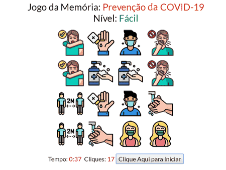 Jogo da Memória - Prevenção Corona Vírus