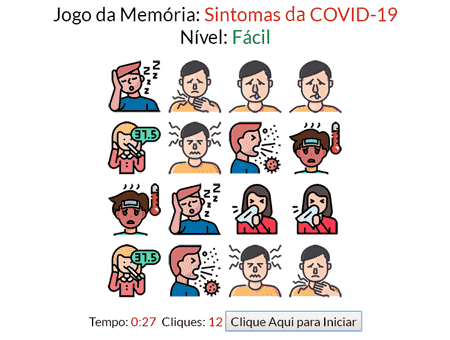 Jogo da Memória Sintomas Covid